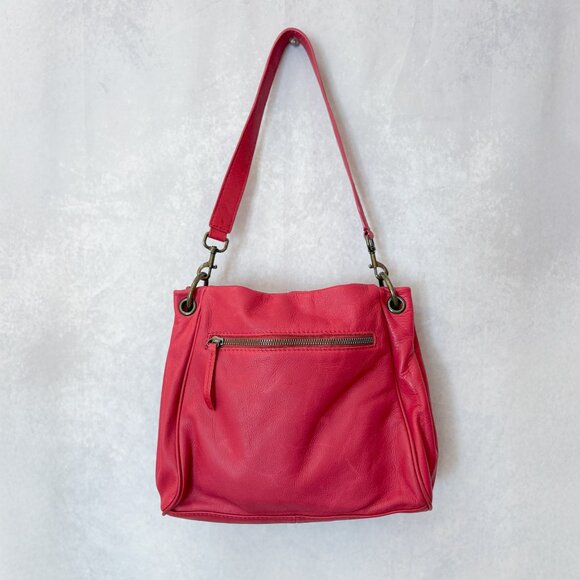 American Leather Co Shoulder Bag Soft Genuine Leather Purse Red - Picture 2 of 11